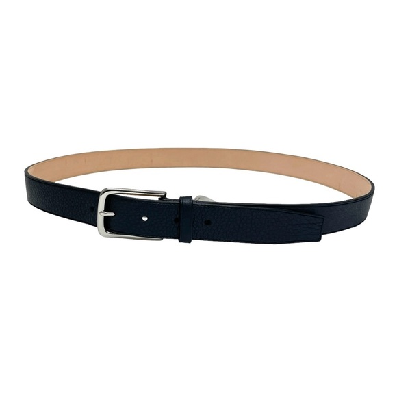 Coach Black Pebbled Leather Belt Silver Hardware Size 40" - Picture 1 of 9